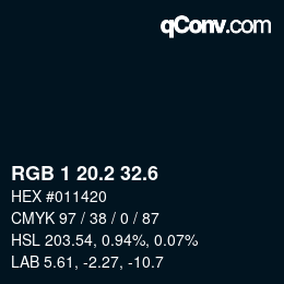 カラーコード: RGB 1 20.2 32.6 | qconv.com