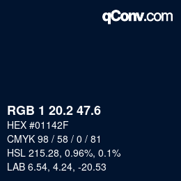 カラーコード: RGB 1 20.2 47.6 | qconv.com