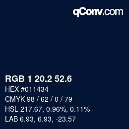 カラーコード: RGB 1 20.2 52.6 | qconv.com