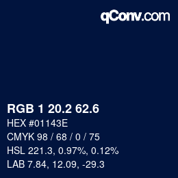 カラーコード: RGB 1 20.2 62.6 | qconv.com