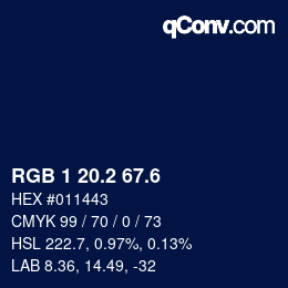カラーコード: RGB 1 20.2 67.6 | qconv.com