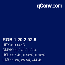 カラーコード: RGB 1 20.2 92.6 | qconv.com