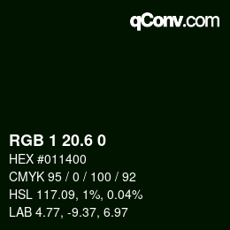 カラーコード: RGB 1 20.6 0 | qconv.com