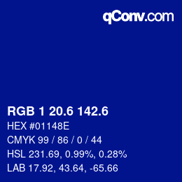 カラーコード: RGB 1 20.6 142.6 | qconv.com
