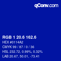 カラーコード: RGB 1 20.6 162.6 | qconv.com