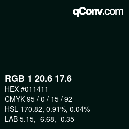 カラーコード: RGB 1 20.6 17.6 | qconv.com