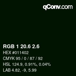 カラーコード: RGB 1 20.6 2.6 | qconv.com