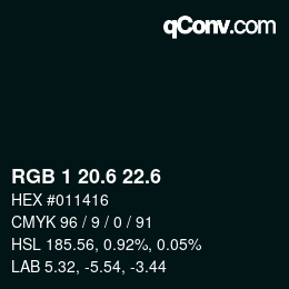 カラーコード: RGB 1 20.6 22.6 | qconv.com