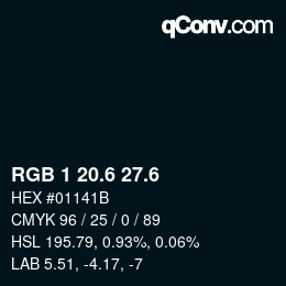 カラーコード: RGB 1 20.6 27.6 | qconv.com