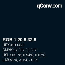 カラーコード: RGB 1 20.6 32.6 | qconv.com