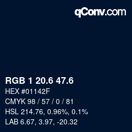 カラーコード: RGB 1 20.6 47.6 | qconv.com