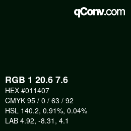 カラーコード: RGB 1 20.6 7.6 | qconv.com