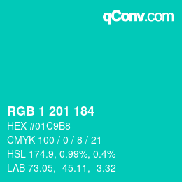 Color code: RGB 1 201 184 | qconv.com
