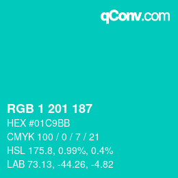 Color code: RGB 1 201 187 | qconv.com