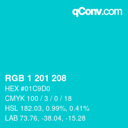 Color code: RGB 1 201 208 | qconv.com