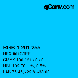 Color code: RGB 1 201 255 | qconv.com