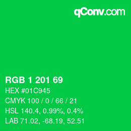 Color code: RGB 1 201 69 | qconv.com