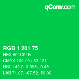 Color code: RGB 1 201 75 | qconv.com