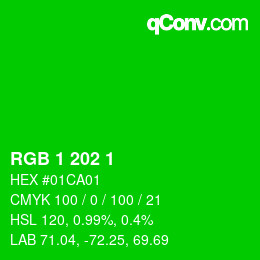 Color code: RGB 1 202 1 | qconv.com