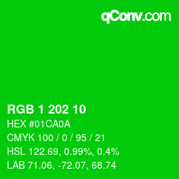 Color code: RGB 1 202 10 | qconv.com