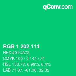 Color code: RGB 1 202 114 | qconv.com