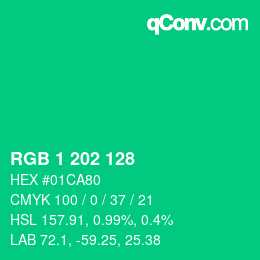 カラーコード: RGB 1 202 128 | qconv.com