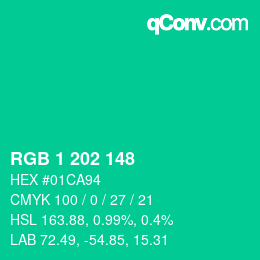 Color code: RGB 1 202 148 | qconv.com