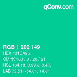 Color code: RGB 1 202 149 | qconv.com