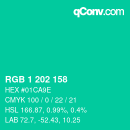 Color code: RGB 1 202 158 | qconv.com