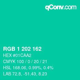 Color code: RGB 1 202 162 | qconv.com