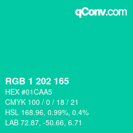 カラーコード: RGB 1 202 165 | qconv.com