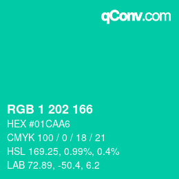 Color code: RGB 1 202 166 | qconv.com
