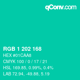 Color code: RGB 1 202 168 | qconv.com