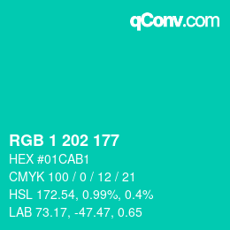 カラーコード: RGB 1 202 177 | qconv.com