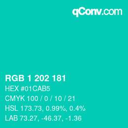 カラーコード: RGB 1 202 181 | qconv.com