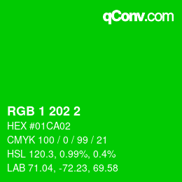 Color code: RGB 1 202 2 | qconv.com