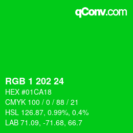Color code: RGB 1 202 24 | qconv.com