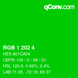 Farbcode: RGB 1 202 4 | qconv.com