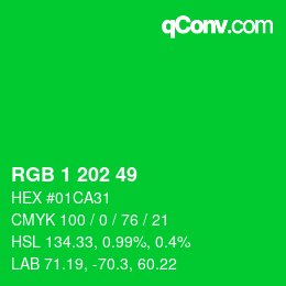 Color code: RGB 1 202 49 | qconv.com