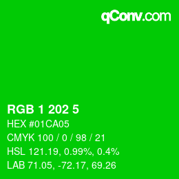 Farbcode: RGB 1 202 5 | qconv.com