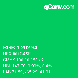 Color code: RGB 1 202 94 | qconv.com