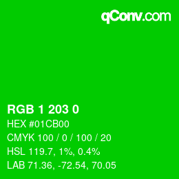 Color code: RGB 1 203 0 | qconv.com