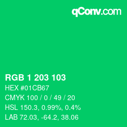 Color code: RGB 1 203 103 | qconv.com