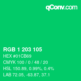 Color code: RGB 1 203 105 | qconv.com