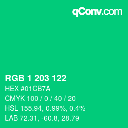 Color code: RGB 1 203 122 | qconv.com