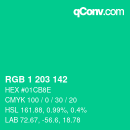 Color code: RGB 1 203 142 | qconv.com