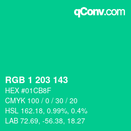Color code: RGB 1 203 143 | qconv.com