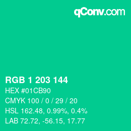 Color code: RGB 1 203 144 | qconv.com