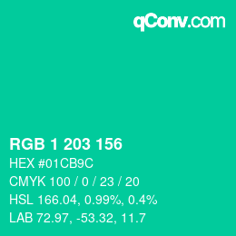 カラーコード: RGB 1 203 156 | qconv.com