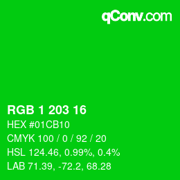 Color code: RGB 1 203 16 | qconv.com